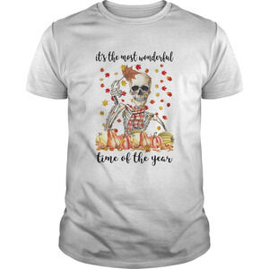 Skeleton Its The Most Wonderful Time Of The Year Maples Leaves Shirt